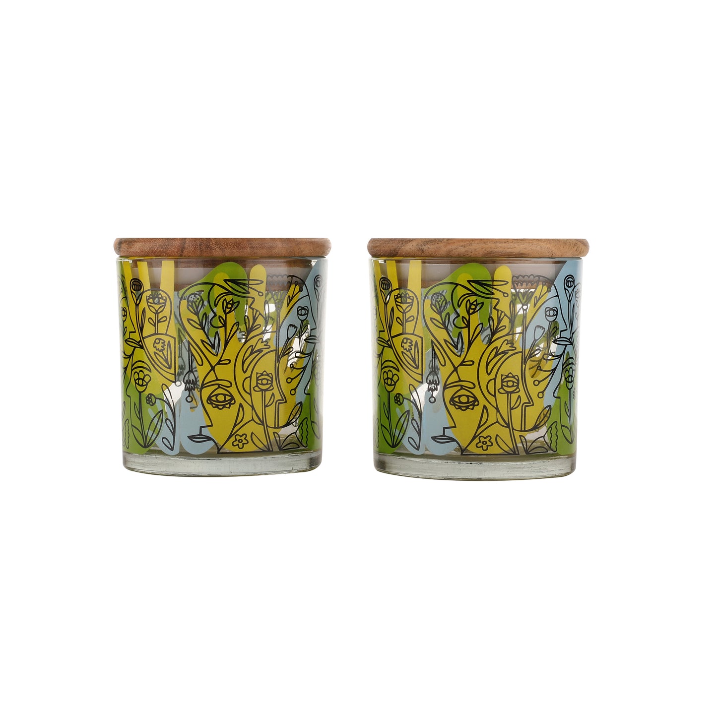 Sante Art Palm Airtight Glass Jars - 2 Pcs