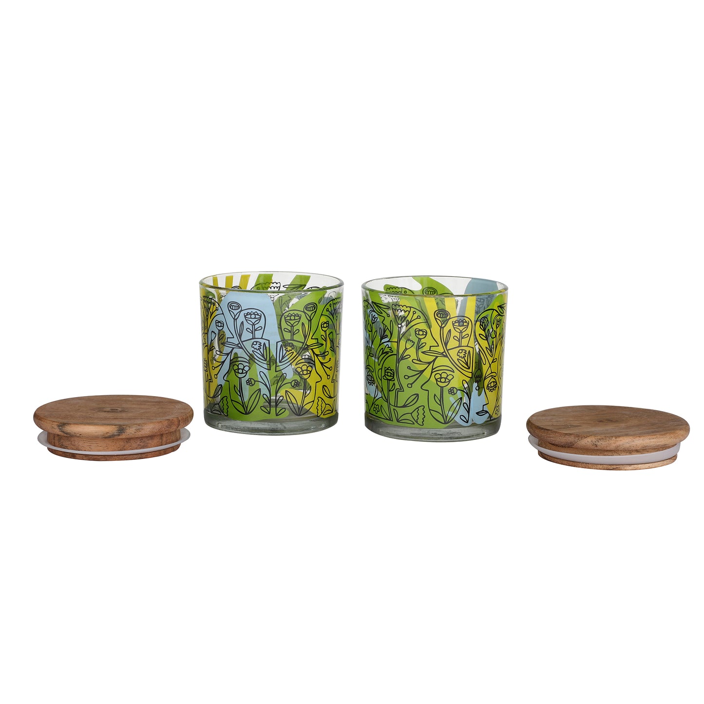 Sante Art Palm Airtight Glass Jars - 2 Pcs